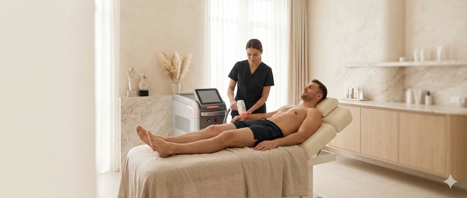 Epilare definitivă bărbați Craiova - tratament laser pentru spate, piept și barbă